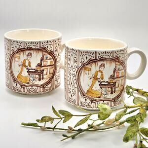 2 Vintage Sears & Roebuck Country Coordinates Coffee Mugs Cup 1978 Made in Japan